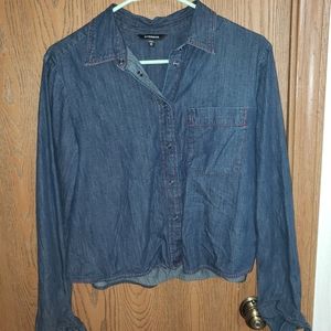 Express cropped Jean long sleeve shirt